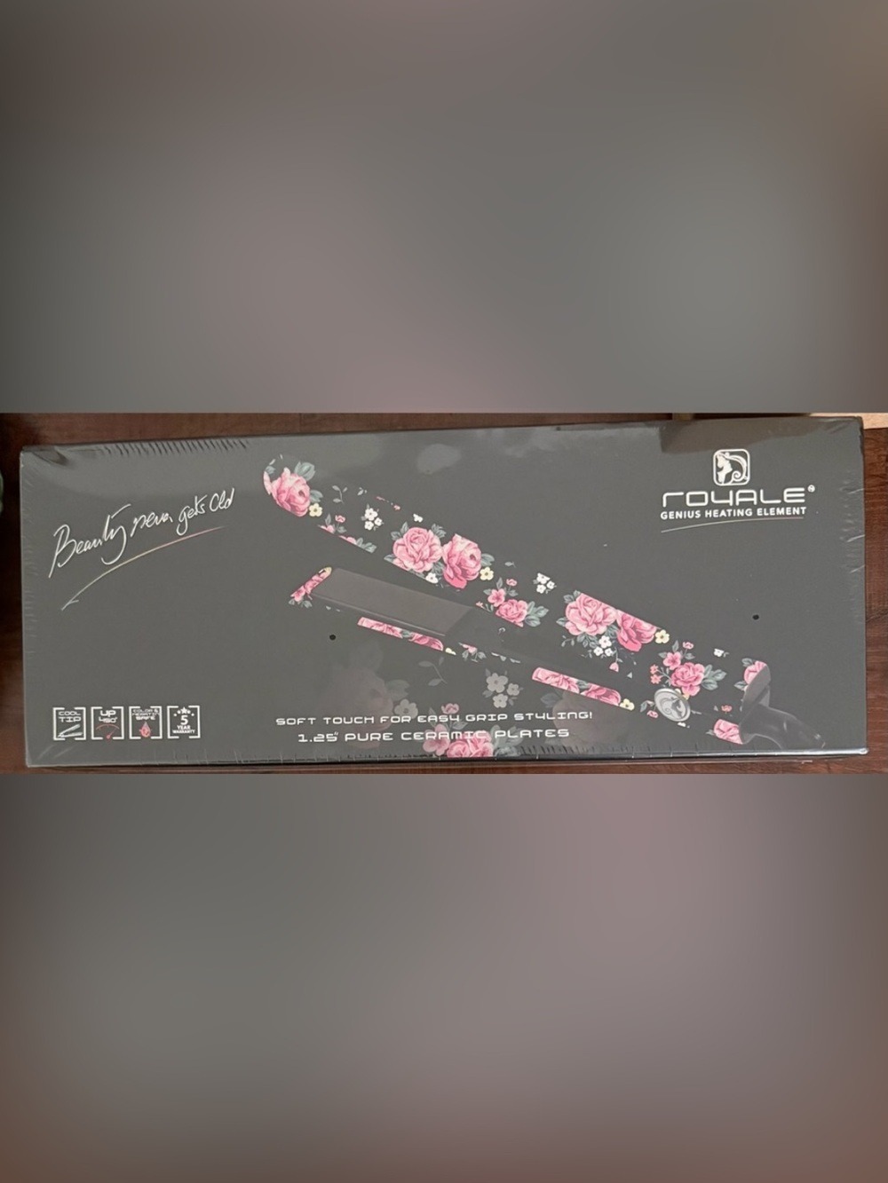 Royale Genius Flat Iron 1.25 Ceramic Floral Roses 450F